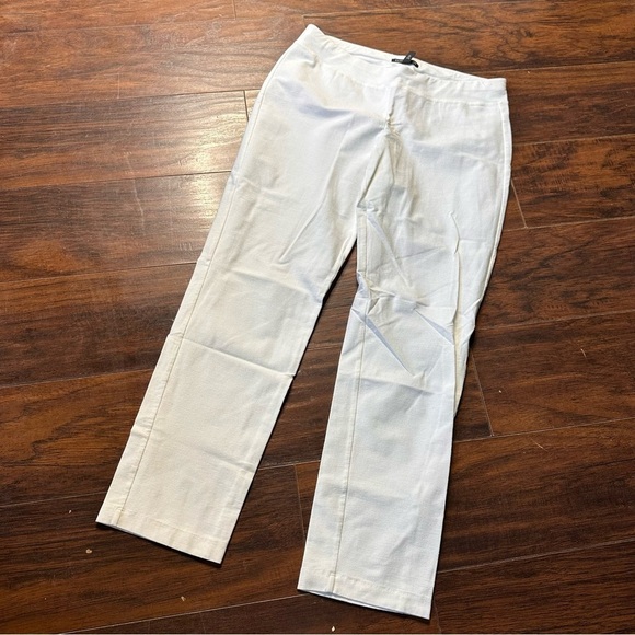Eileen Fisher White Pull One Straight Leg Stretch Pants - Picture 2 of 3